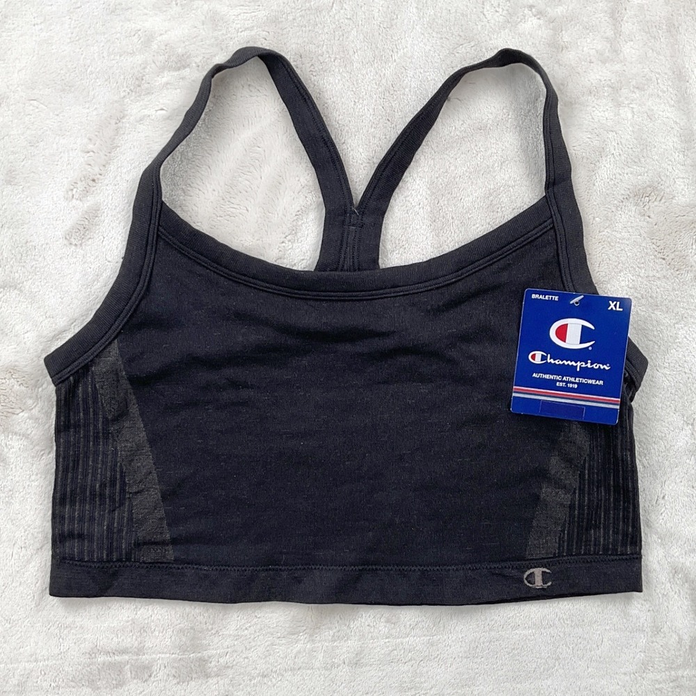 Champion Womens Seamless Racerback Bralette Black XL CH50SM NWT